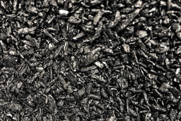 A closeup of a wood-based biochar.