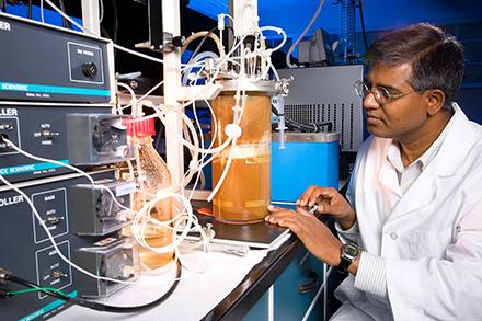 Nasib Qureshi working with a fermenter. 